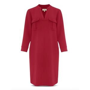 Hobbs London Katelena Mini Shift Tunic Crimson Red Dress Womens Size 8